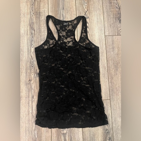 Y2K Black guess lace racer back tank top size large - Picture 5 of 7